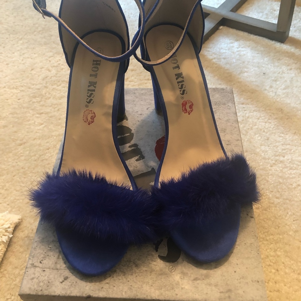 Royal Blue fur Sandal Heels!! Final Price!!